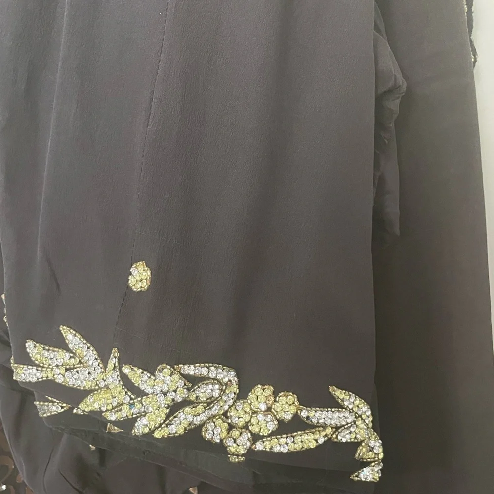 Copper and black Indian suit salwar kameez brocade suit Punjabi Pakistan - Picture 7 of 11